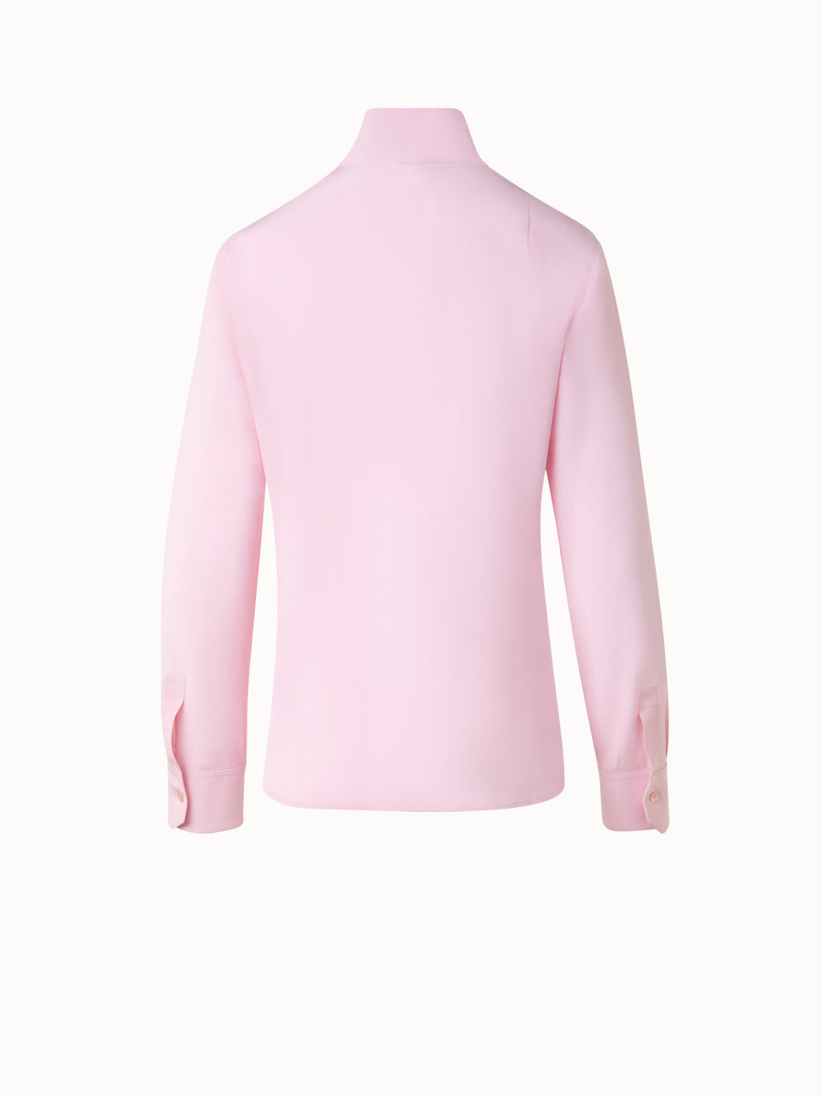 mock neck silk blouse