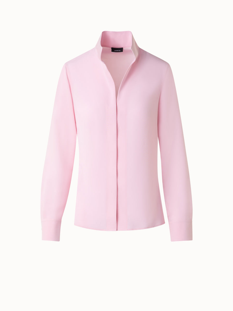 mock neck silk blouse