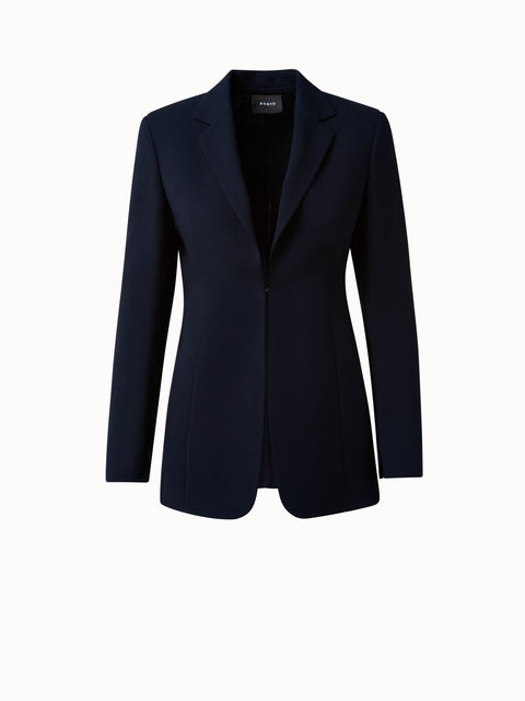 Wool Double-Face Blazer with a Leather-Lined Collar