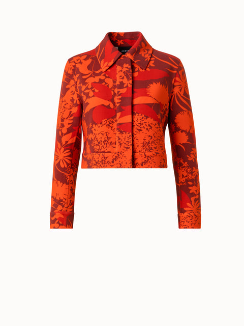 Wool Stretch Double-Face Jacket with Abraham Flower Print