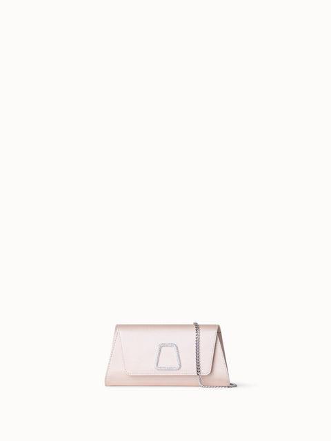 Mini Anouk Clutch in Satin with Crystal Trapezoid