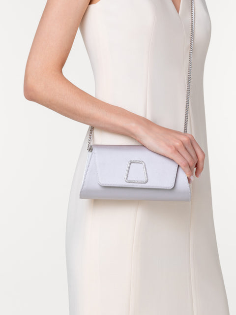 Mini Anouk Clutch in Satin with Crystal Trapezoid