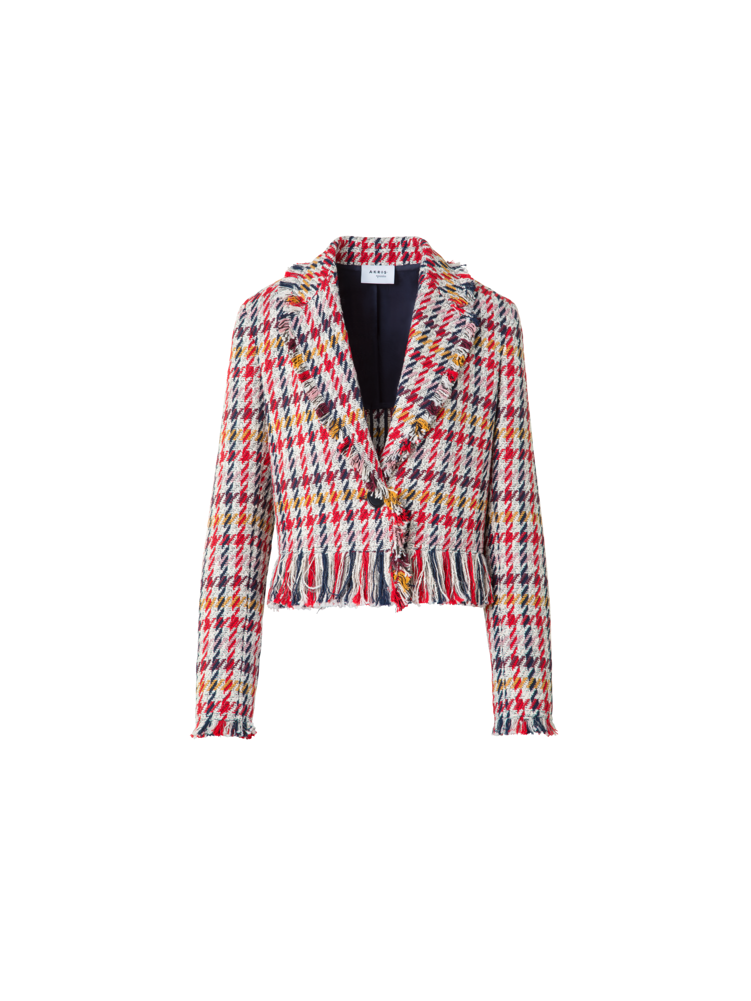 Acka. fringe tweed short jacket Tweed Short Jacket with