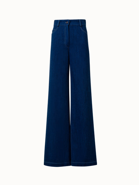 Wide Cotton Denim Pants