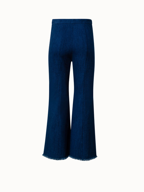 Cropped High Rise Bootcut Pants in Washed Denim