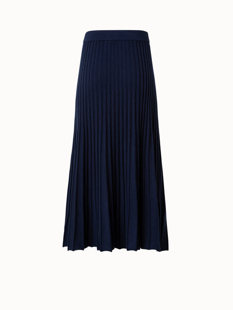 Flared Merino Knit Skirt in Ribbed Wool