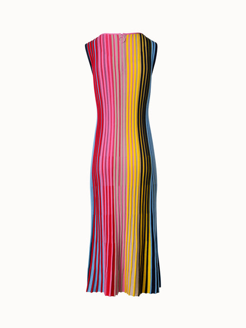 Merino Wool Knit Dress with Rainbow Rib