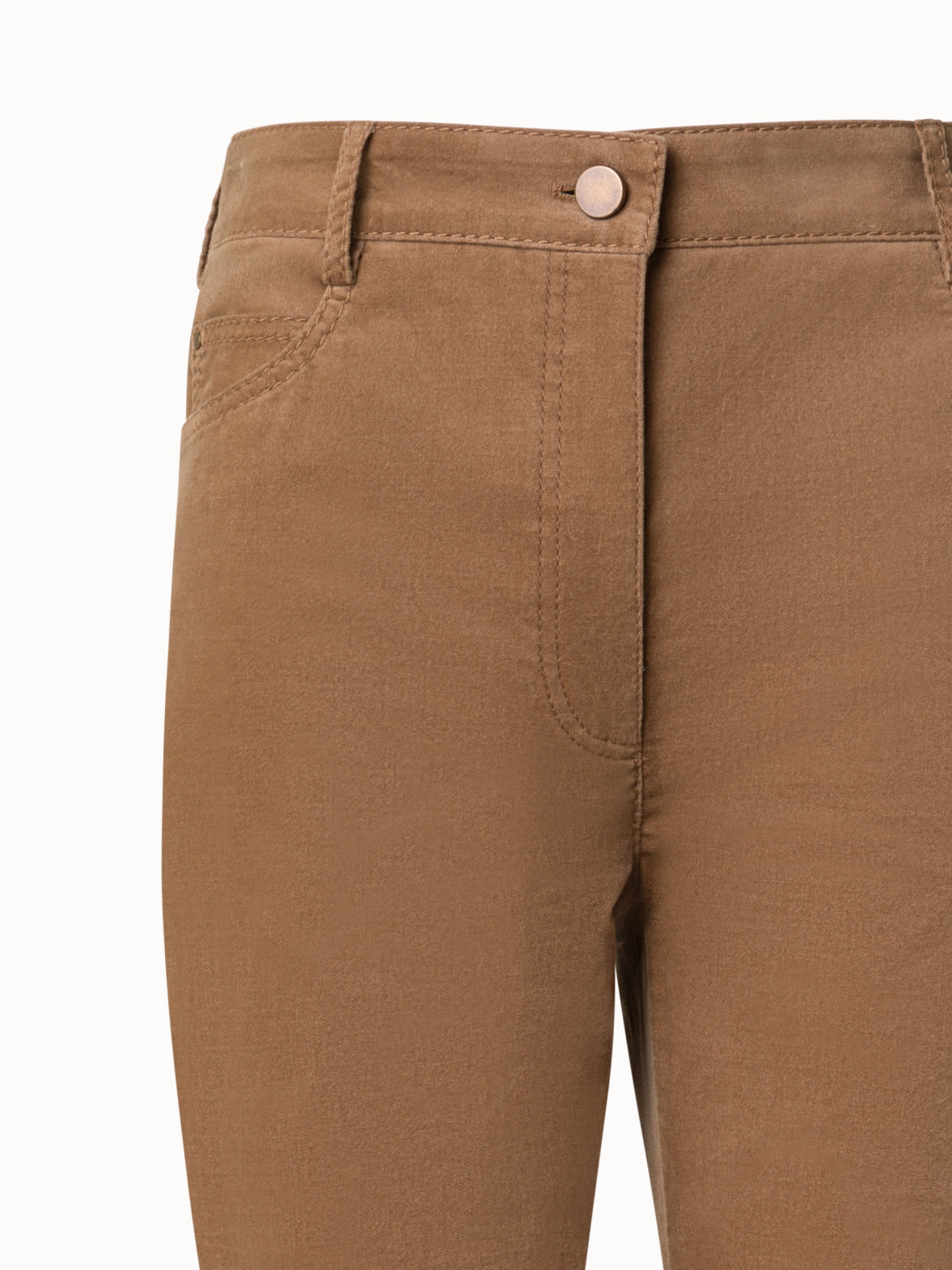 Cropped Velvet Bootcut Pants in Cotton - brown