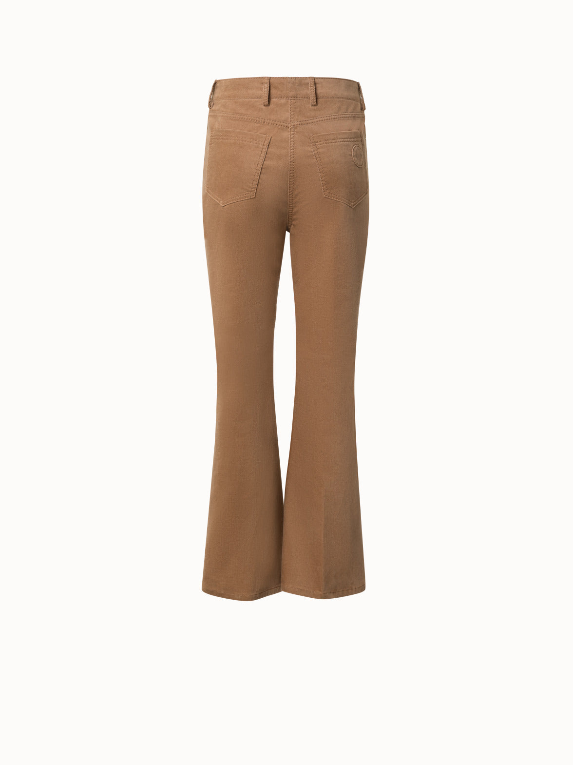 Cropped Velvet Bootcut Pants in Cotton - brown