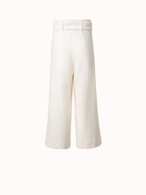 Wool Blend Culottes with Pleats and Fabric Belt