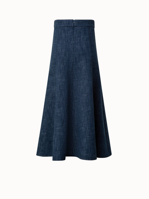 Winter Denim Midi Skirt in A-Line