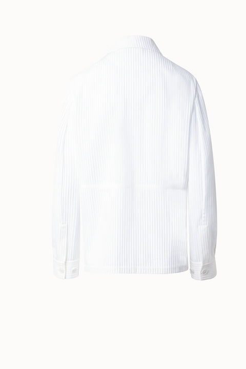 Oversize Shirt Jacket in Pleated Cotton Voile