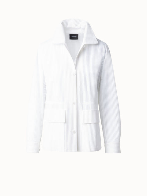 Oversize Shirt Jacket in Pleated Cotton Voile