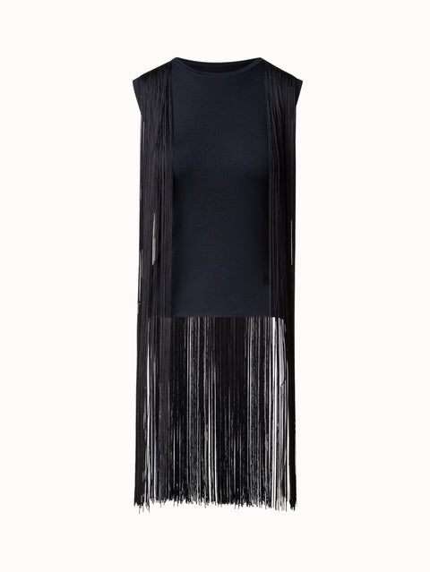 Silk Lurex Top with Long Fringes