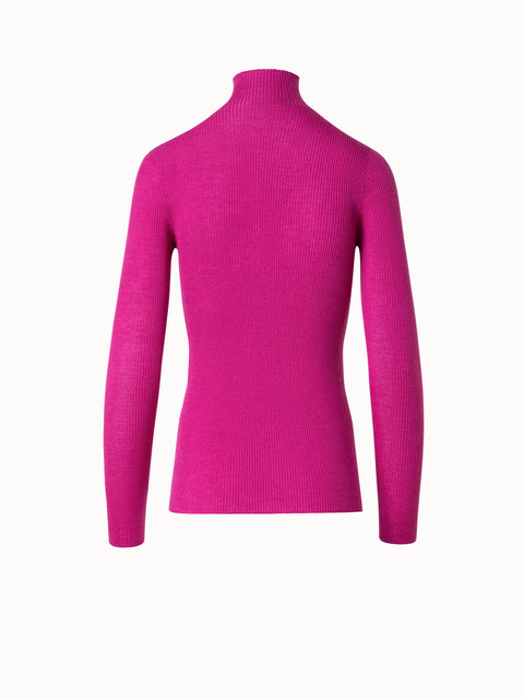 Fine Rib Cashmere Mock Neck Sweater