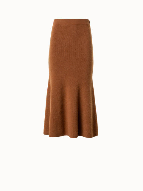 Midi Knit Skirt in Ribbed Cashmere