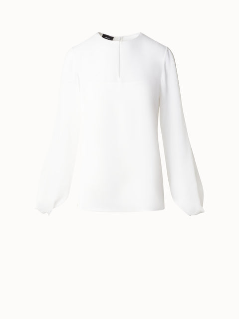 Silk Blouse with Transparent Volume Sleeves