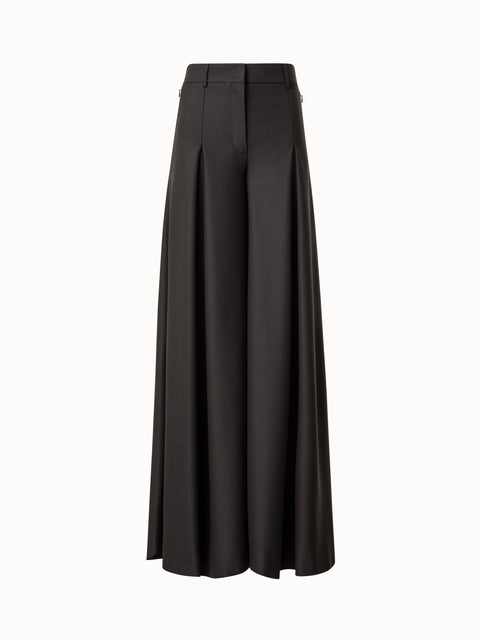 Extra Wide Palazzo Pants in Wool Gabardine