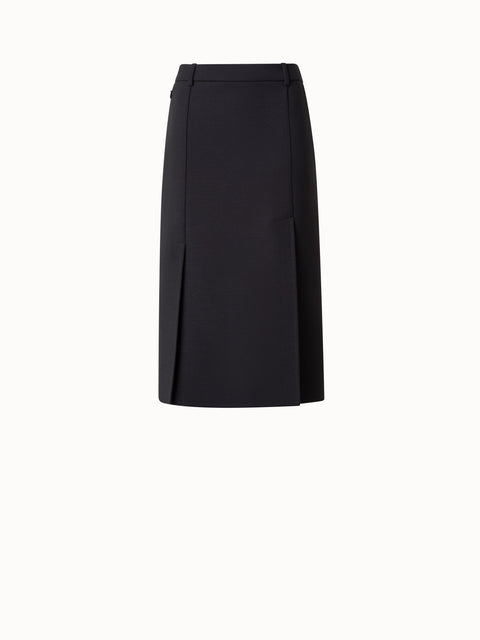 Wool Double-Face Pencil Skirt with Belt Loops