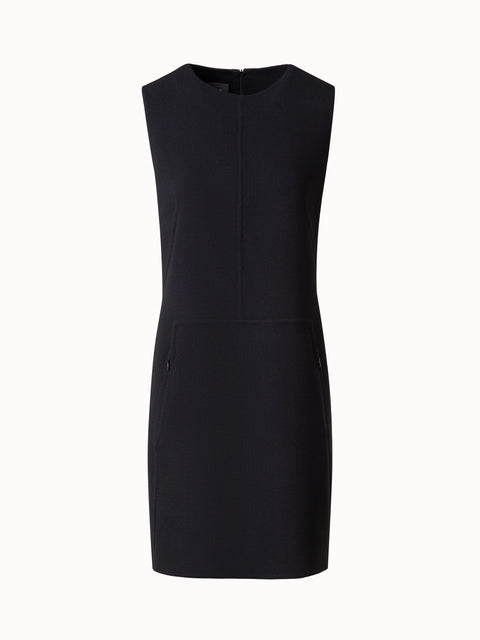 Short Sheath Dress in Wool Crêpe Double-Face