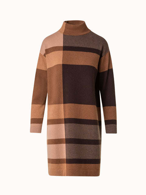 Checked Cashmere Wool Knit Dress