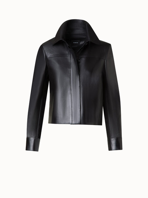 Short Leather Jacket in Lacquer Leather