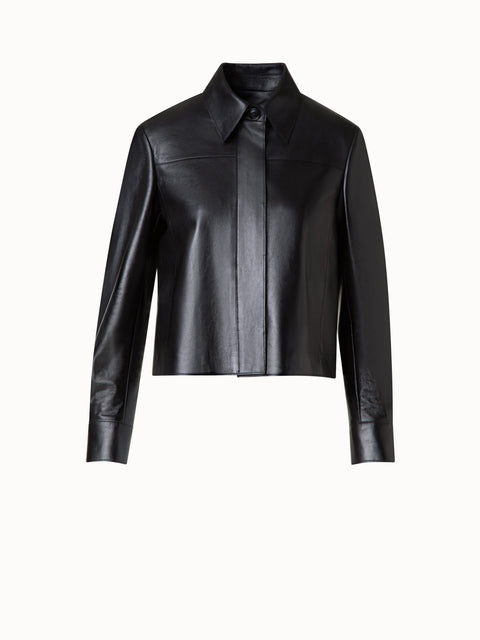 Short Leather Jacket in Lacquer Leather