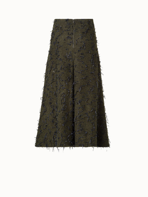 Flared Midi Skirt in Sequins-Bouclé