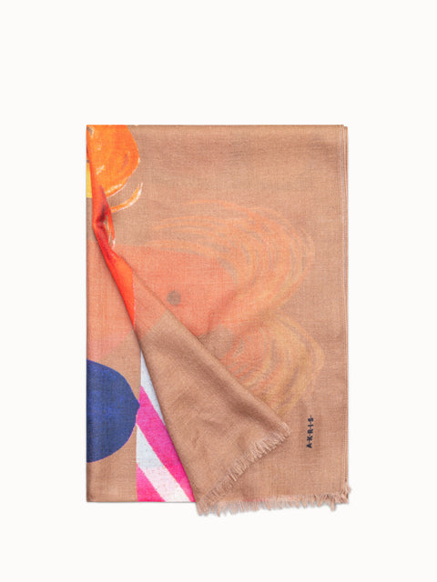 Cashmere Silk Scarf with Rooster Print