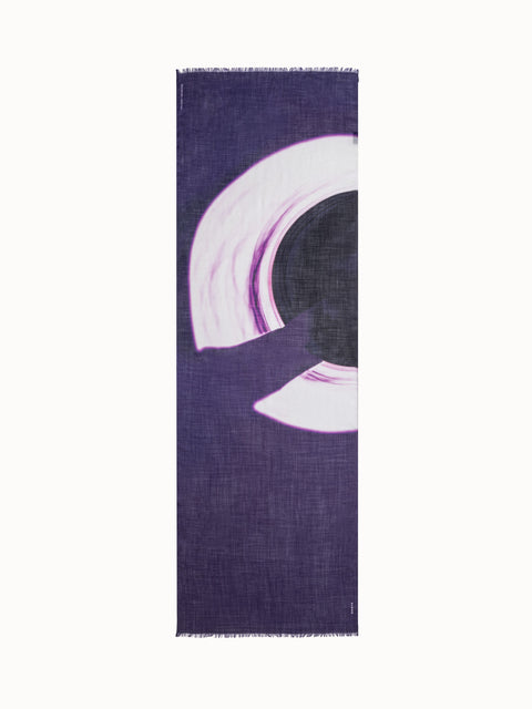 Cashmere Silk Scarf with Purple Loop Print