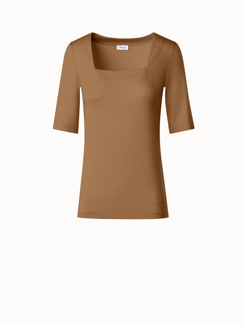 Square Neck Half Sleeve T-Shirt in Modal