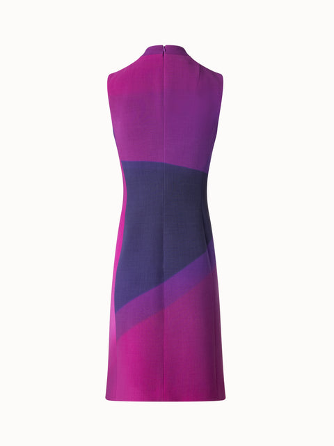 Sheath Dress in Wool-Double-Face with Alta Magenta Print