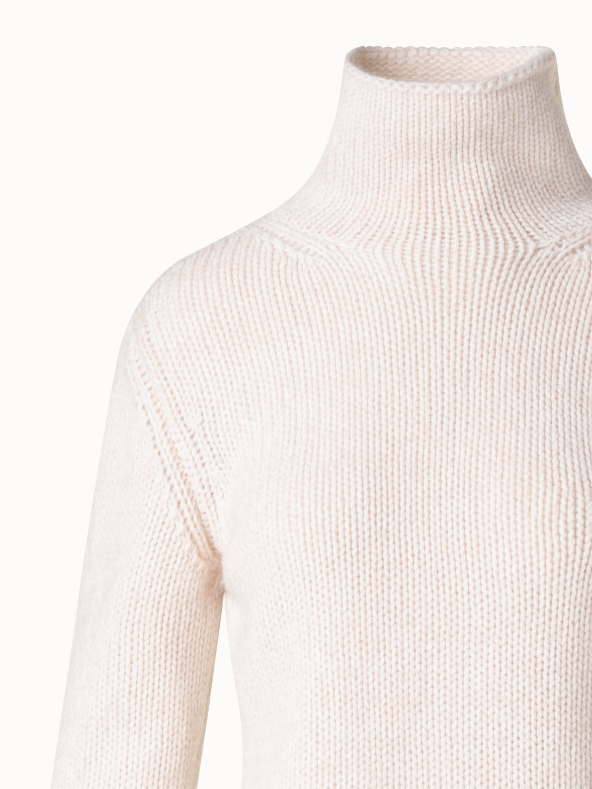 Akris Punto wool cashmere cream back offers and sleeve zip mock neck knit sweater