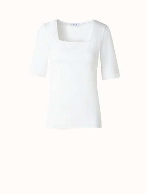 Square Neck Half Sleeve T-Shirt in Modal