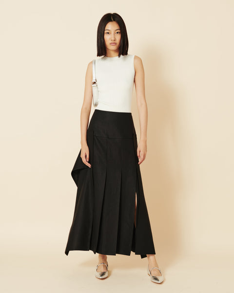 Short Silk Skirt with Fringes
