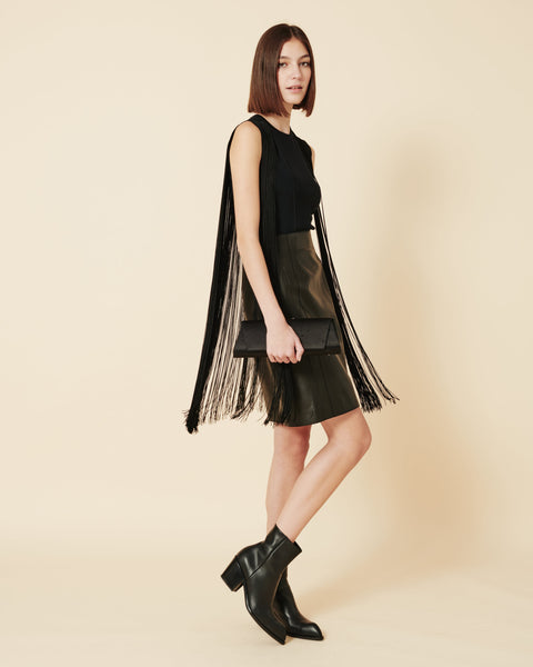 Silk Lurex Top with Long Fringes