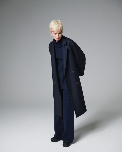 Double-Breasted Long Coat in Wool Felt