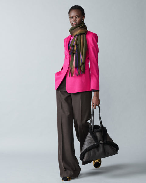 Wide-Leg High-Waist Pants in Cashmere Flannel