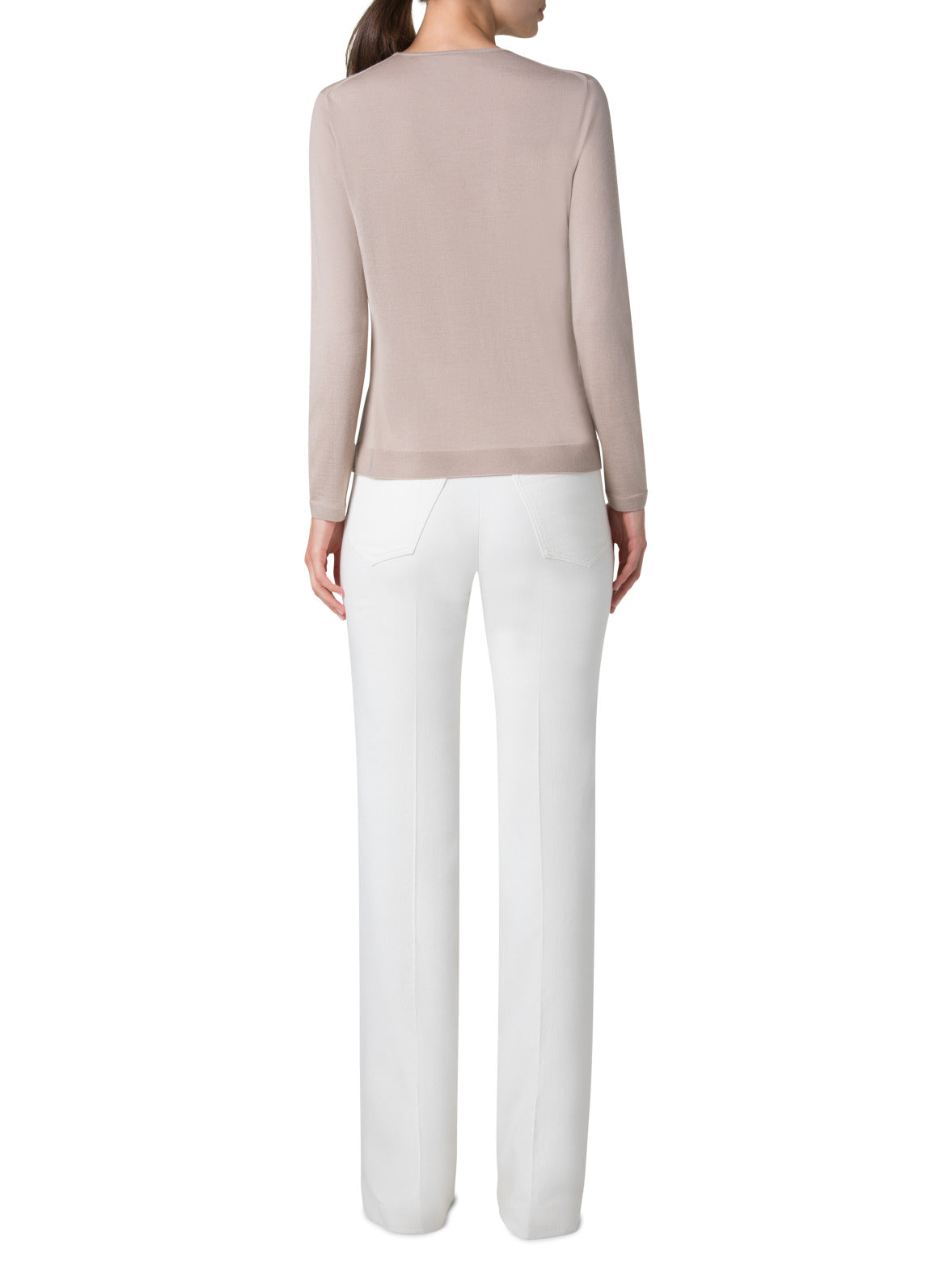 Seamless Crew Neck Sweater in Cashmere Silk - neutral - pastel - beige