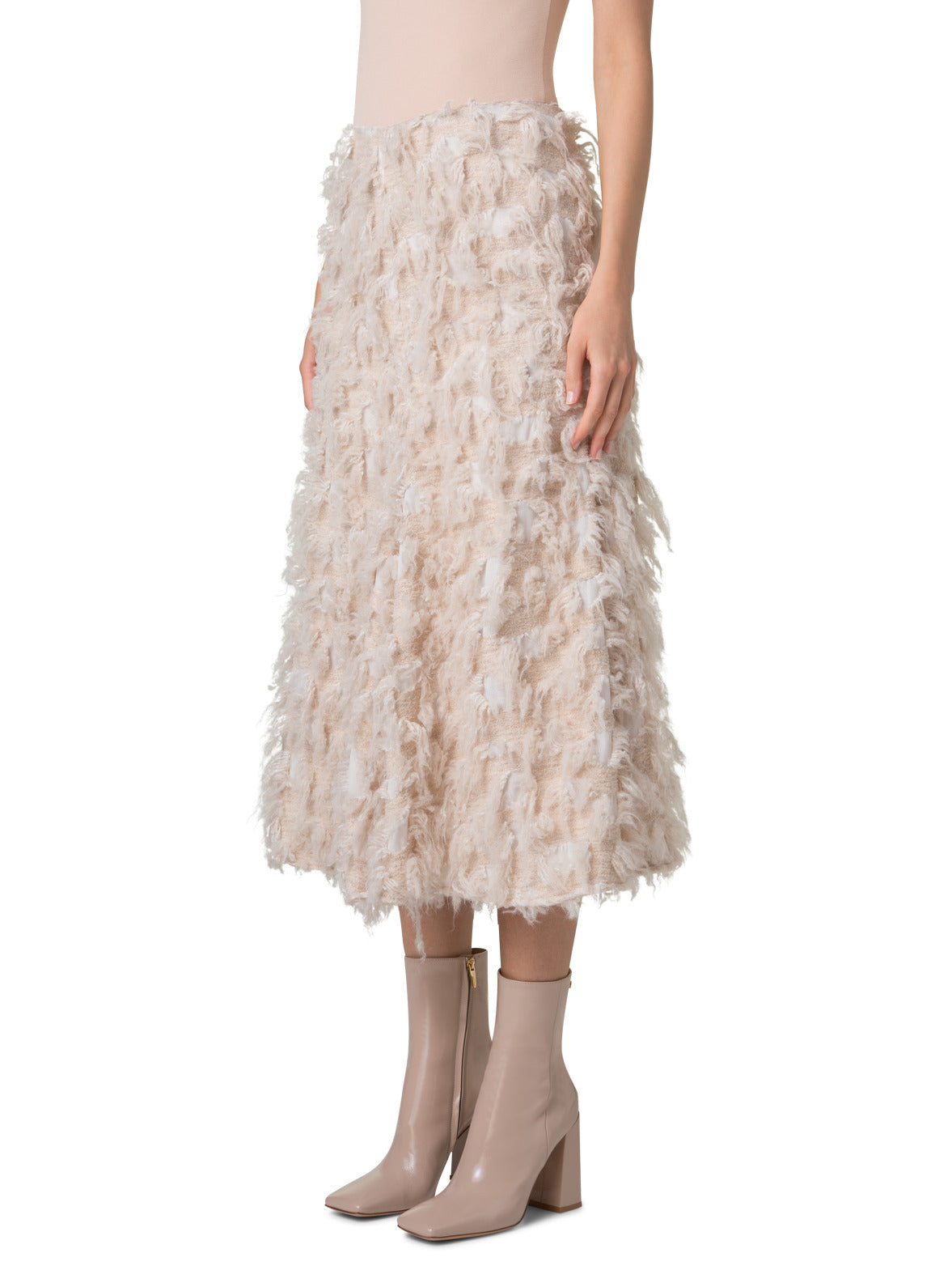 Flared Midi Skirt in 3D Jacquard - neutral - pastel - beige
