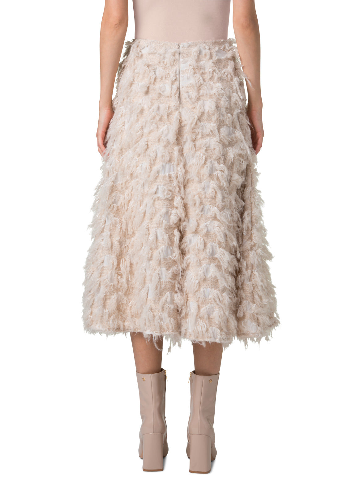 Flared Midi Skirt in 3D Jacquard - neutral - pastel - beige