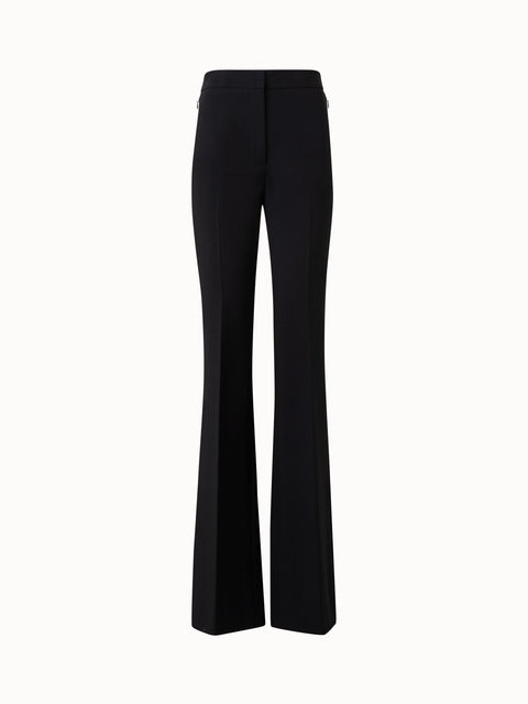 Pants with Satin Side Trim in Wool Double-Face