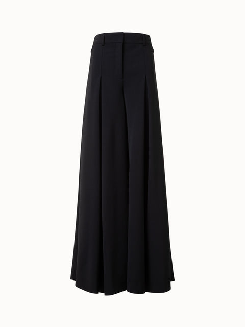 Pleated Wide Leg Pants in Wool