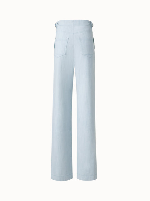 Wide Cotton Stretch Denim Pants