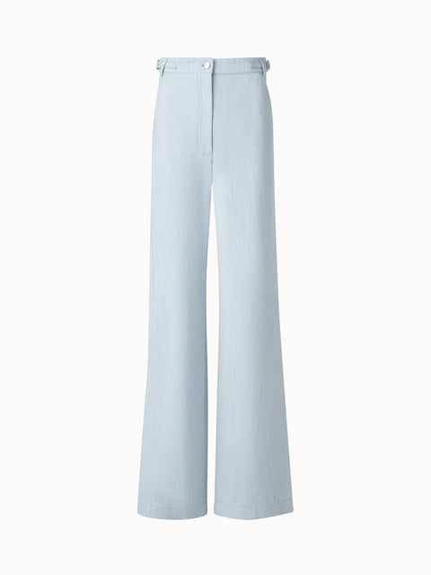 Wide Cotton Stretch Denim Pants