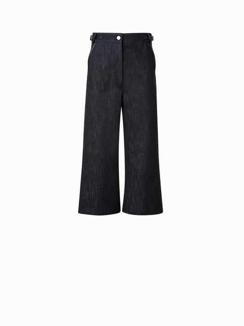 Long Bermuda Pants in Cotton Denim Stretch