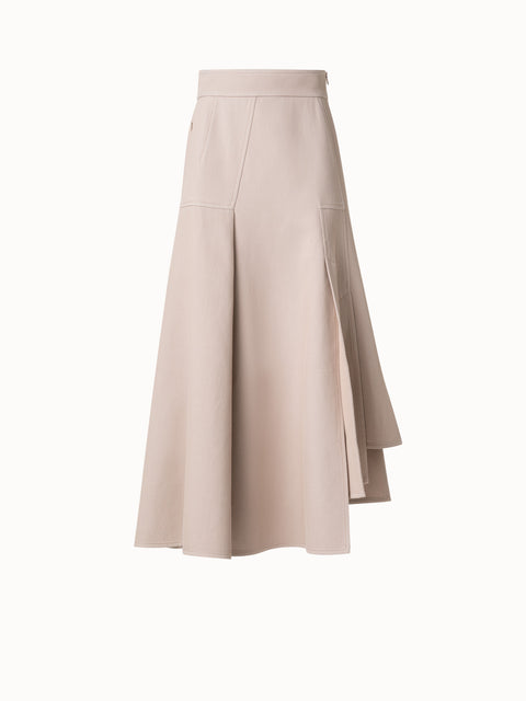 Asymetrical Midi Skirt in Cotton Double-Face