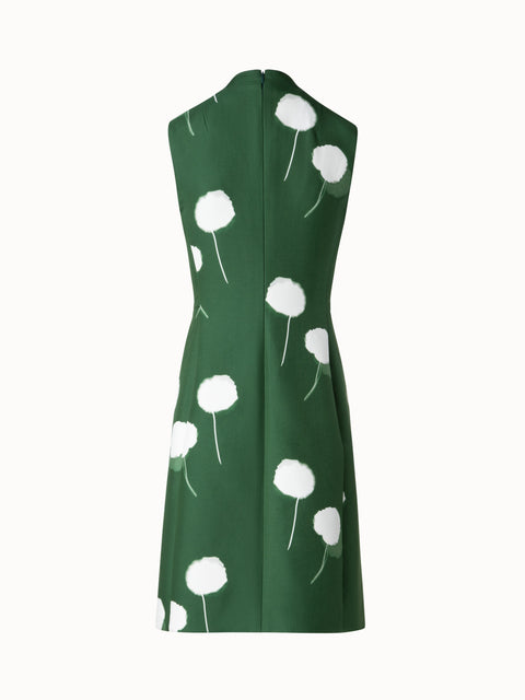 Sheath Dress in Cotton Silk Double-Face with Dandelion Print