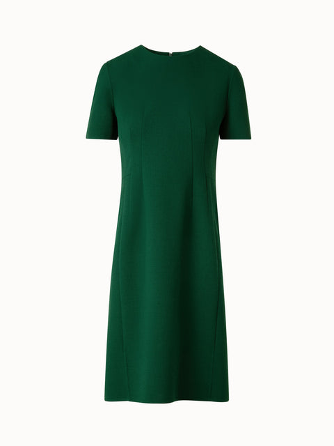 Short Sleeves Sheath Dress in Wool Double-Face