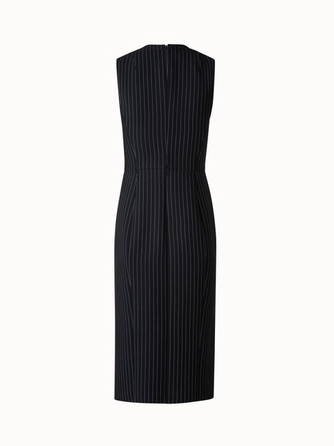 Sheath Dress in Wool Double-Face with Pinstripes